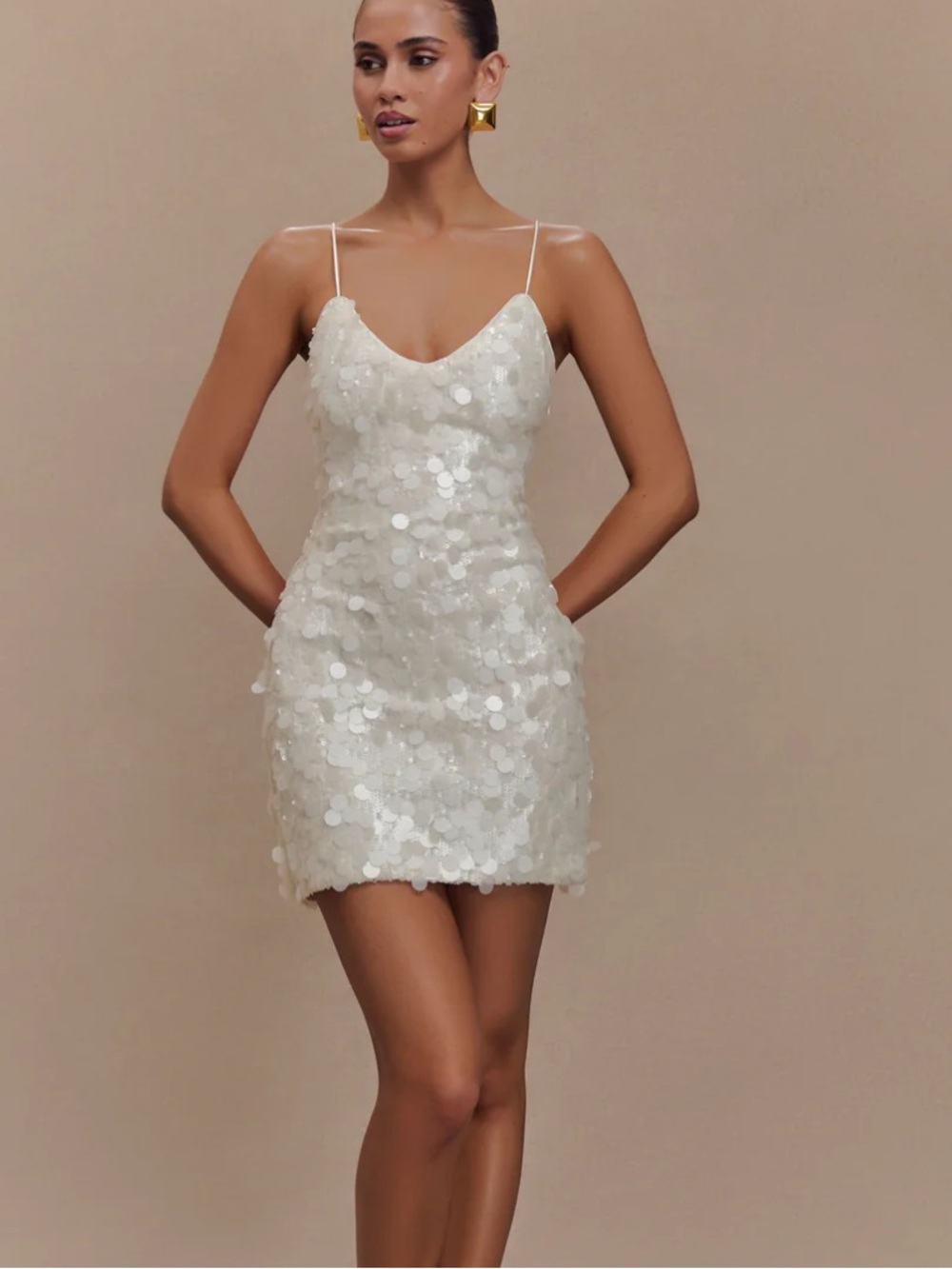 Meshki Romilly Sequin Mini Dress - Ivory - Small